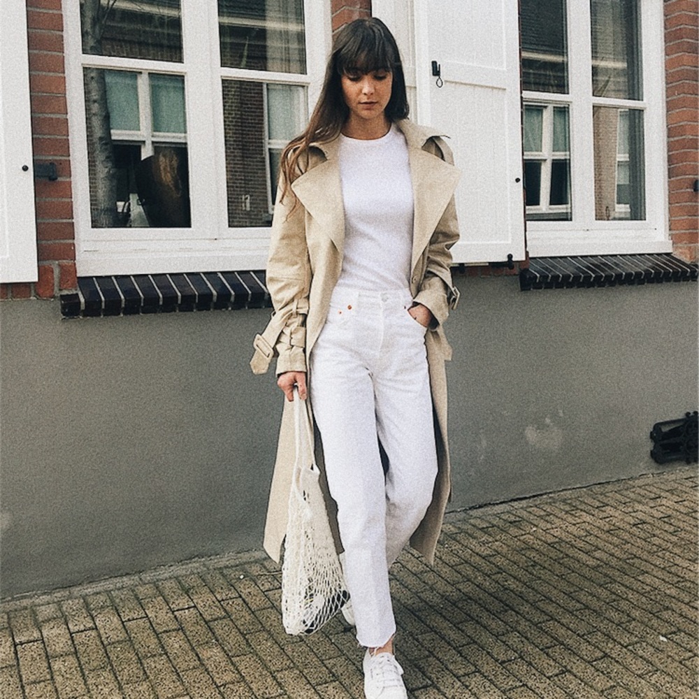 RE/DONE White High Rise Stove Pipe Jean